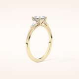 0.74 CT Cushion Shaped Three Stone Moissanite Engagement Ring