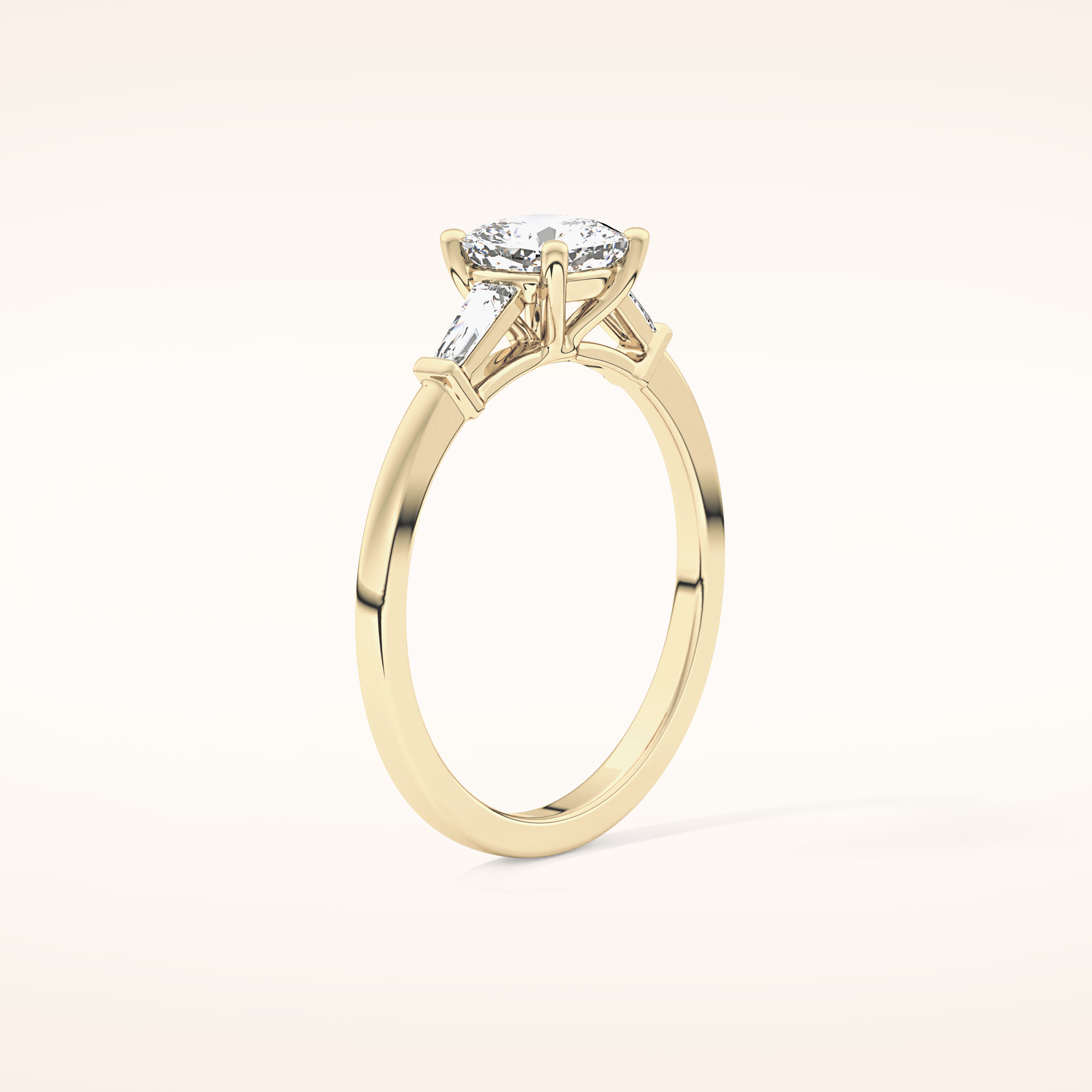 0.74 CT Cushion Shaped Three Stone Moissanite Engagement Ring