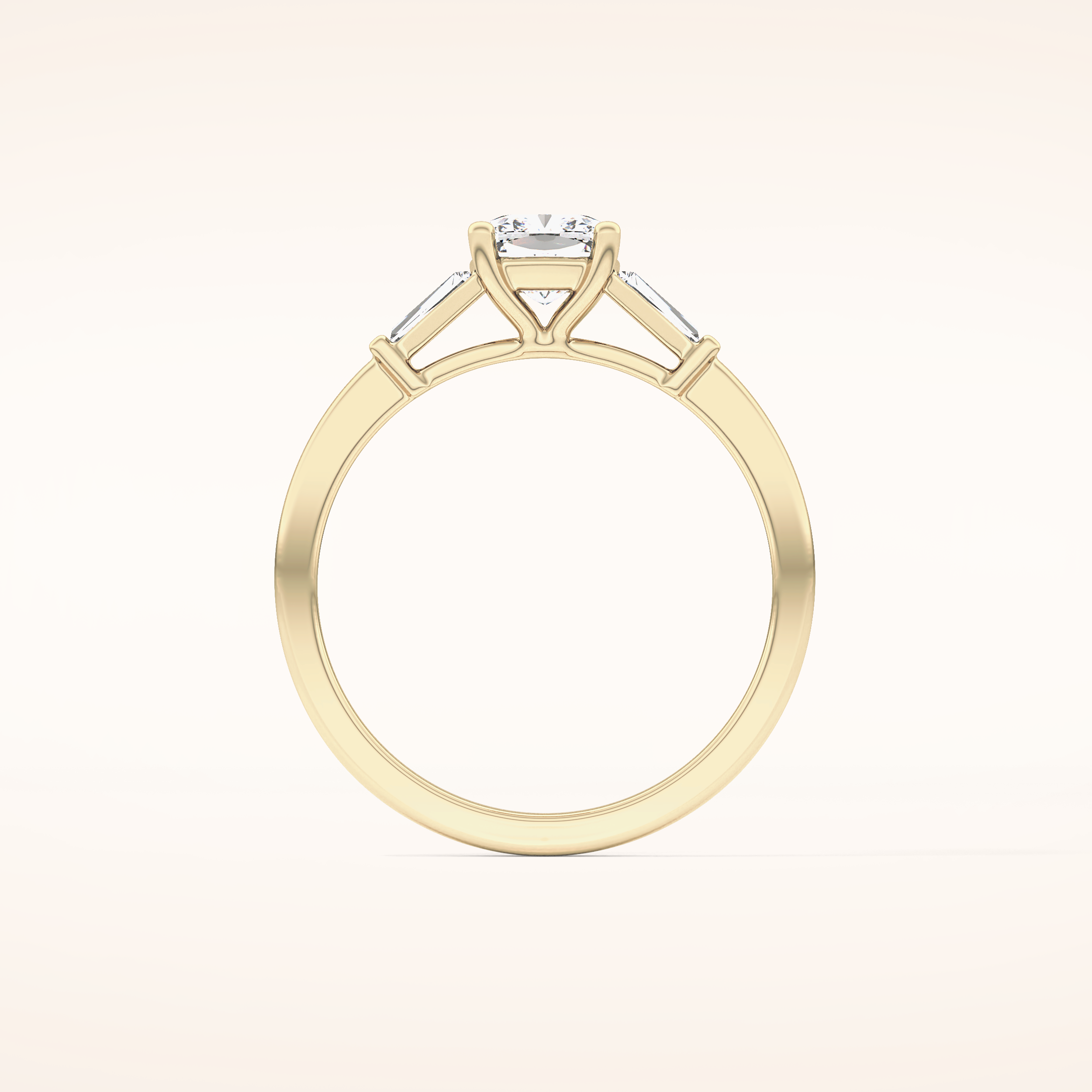0.74 CT Cushion Shaped Three Stone Moissanite Engagement Ring