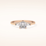 0.74 CT Cushion Shaped Three Stone Moissanite Engagement Ring