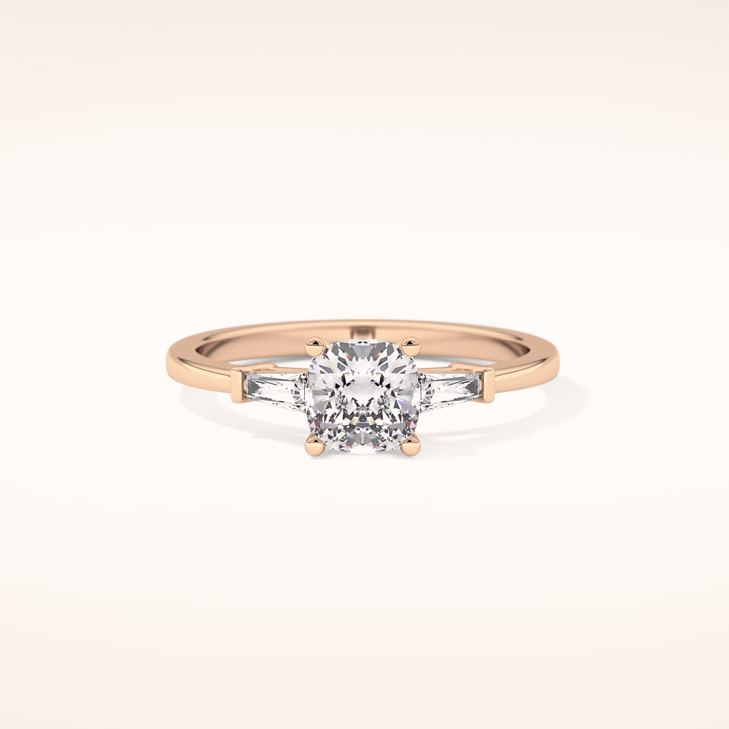 0.74 CT Cushion Shaped Three Stone Moissanite Engagement Ring