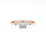 Cushion Three Stone Lab Grown Diamond Engagement Ring