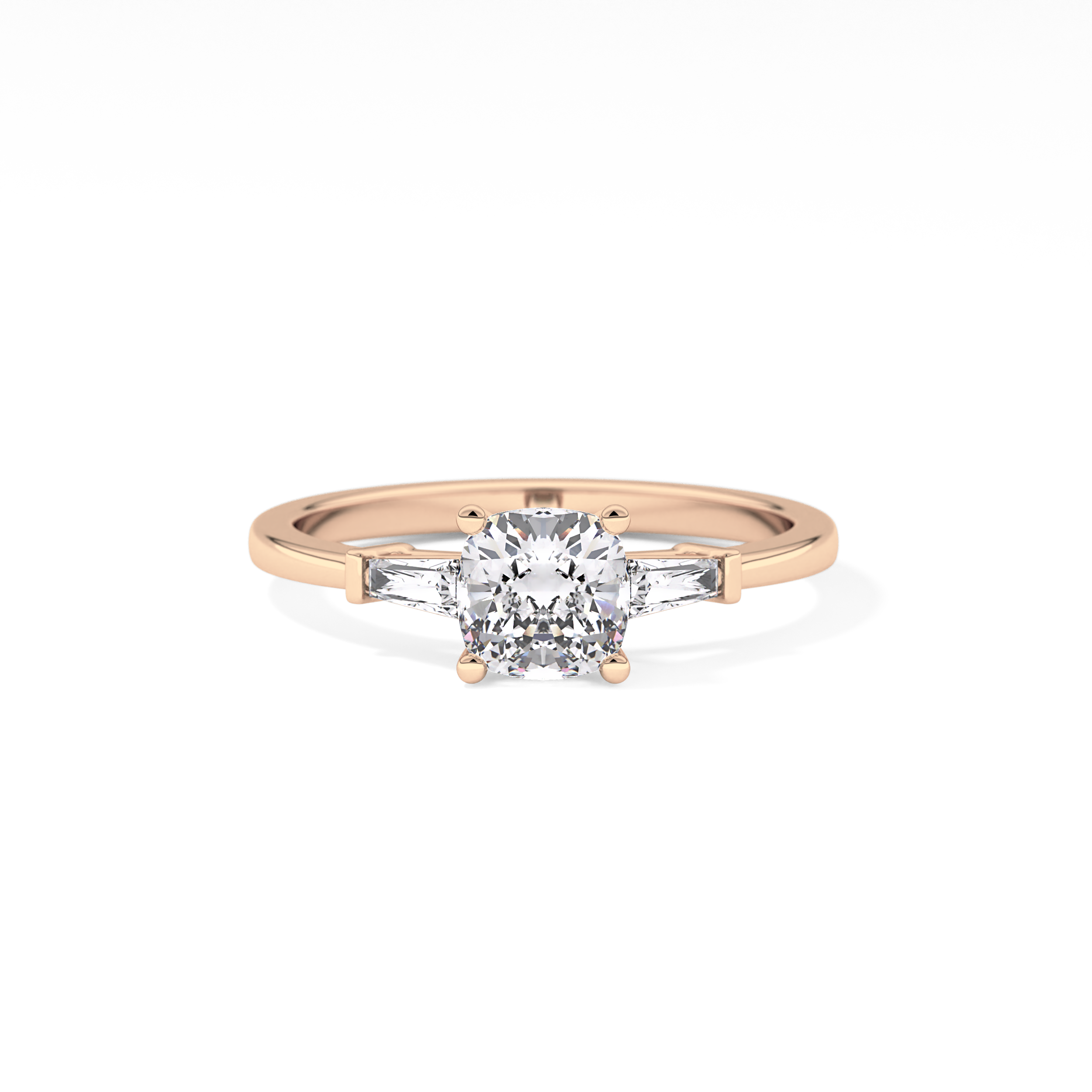 Cushion Three Stone Lab Grown Diamond Engagement Ring