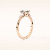 0.74 CT Cushion Shaped Three Stone Moissanite Engagement Ring