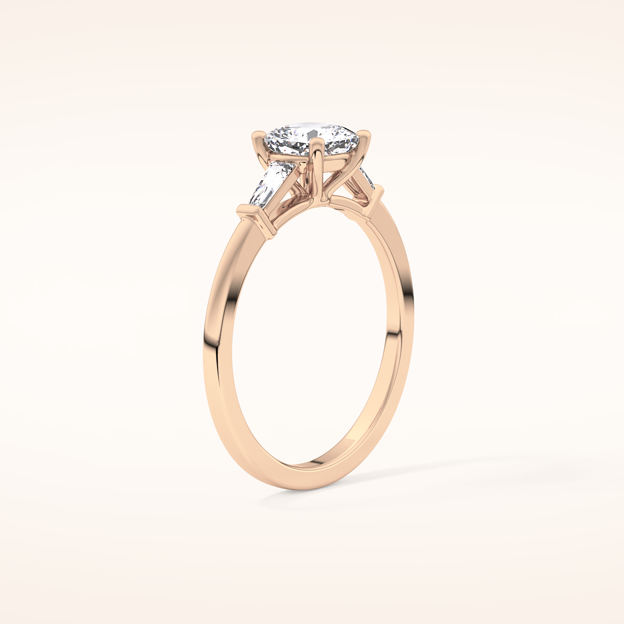 0.74 CT Cushion Shaped Three Stone Moissanite Engagement Ring
