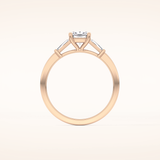 0.74 CT Cushion Shaped Three Stone Moissanite Engagement Ring