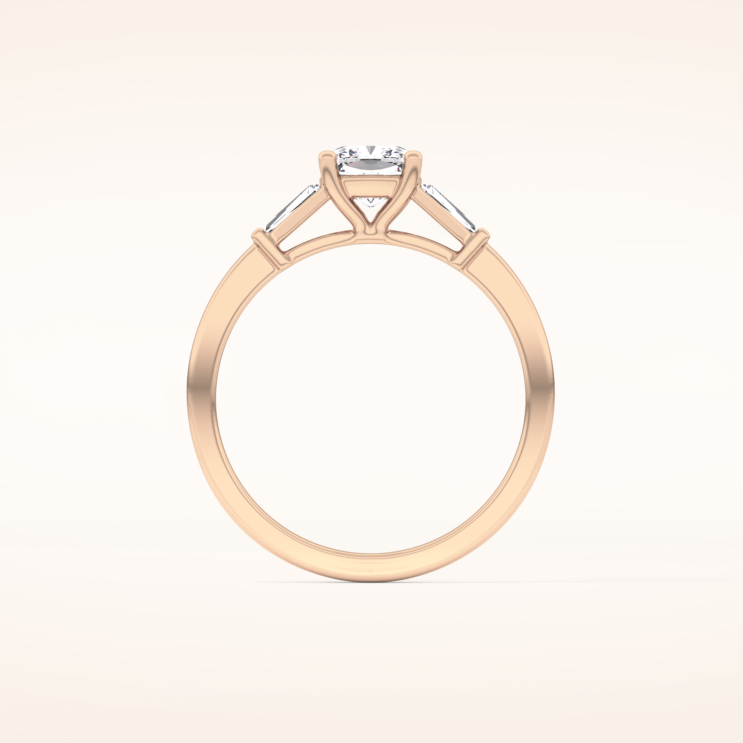 0.74 CT Cushion Shaped Three Stone Moissanite Engagement Ring