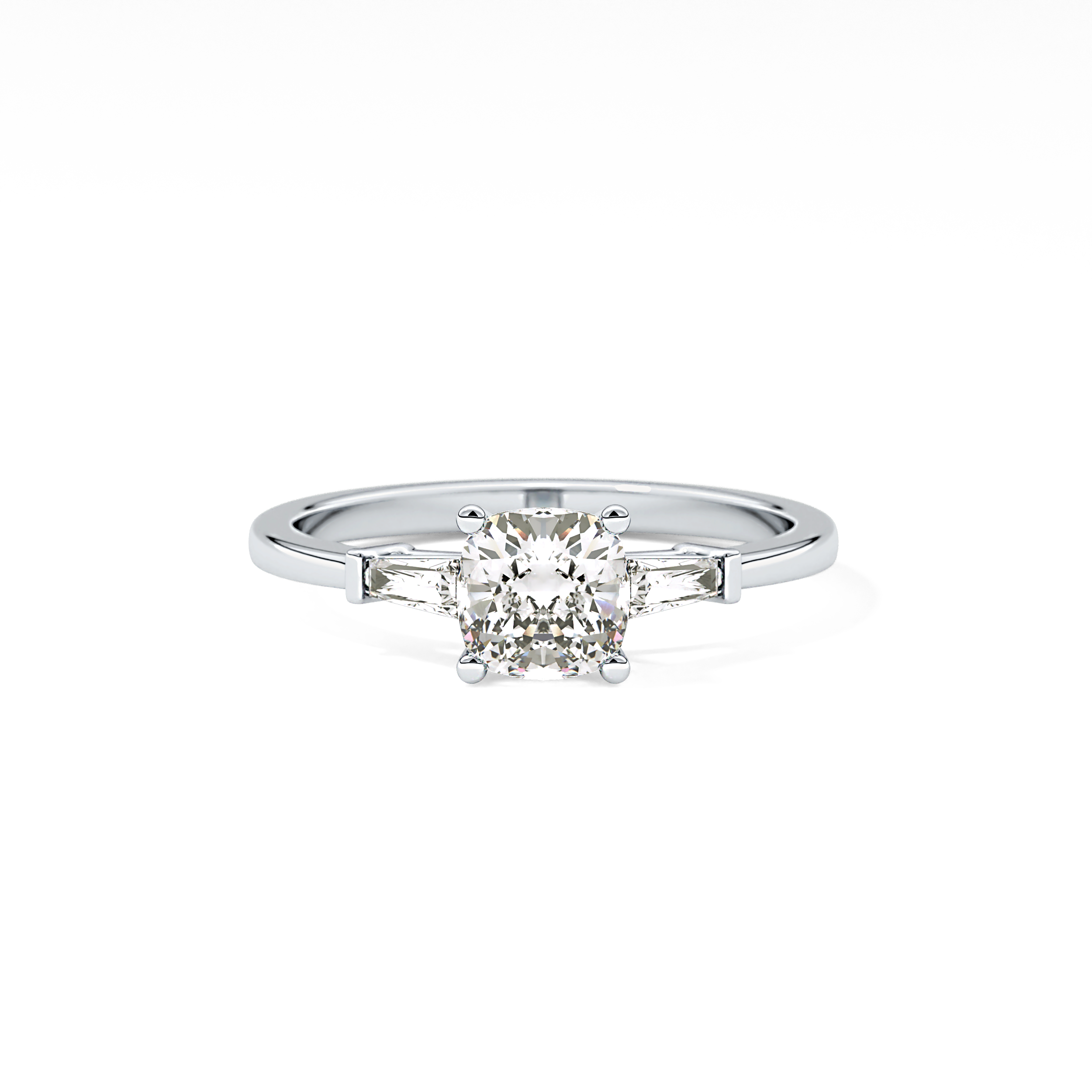 Cushion Three Stone Lab Grown Diamond Engagement Ring