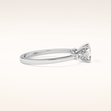 0.74 CT Cushion Shaped Three Stone Moissanite Engagement Ring