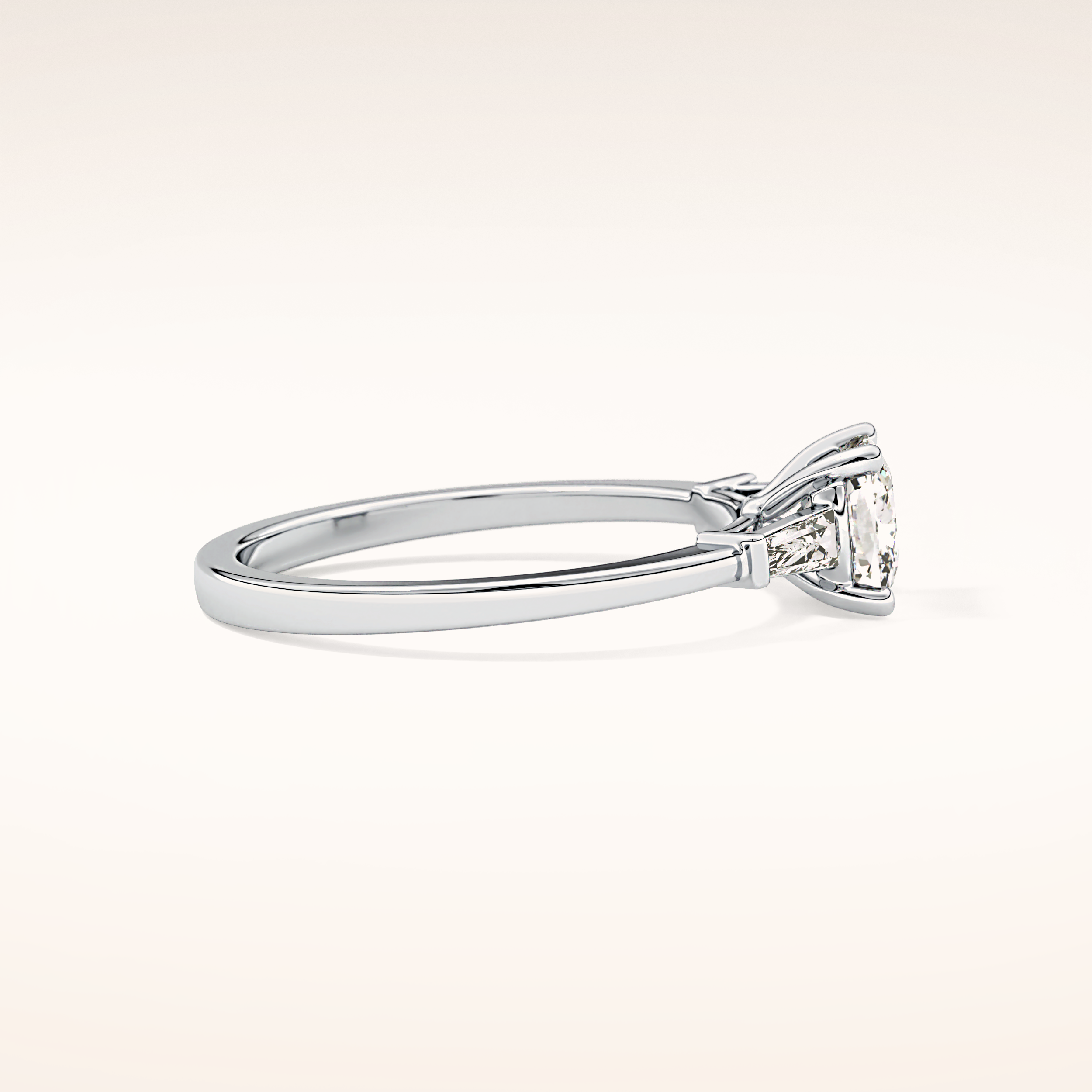 0.74 CT Cushion Shaped Three Stone Moissanite Engagement Ring