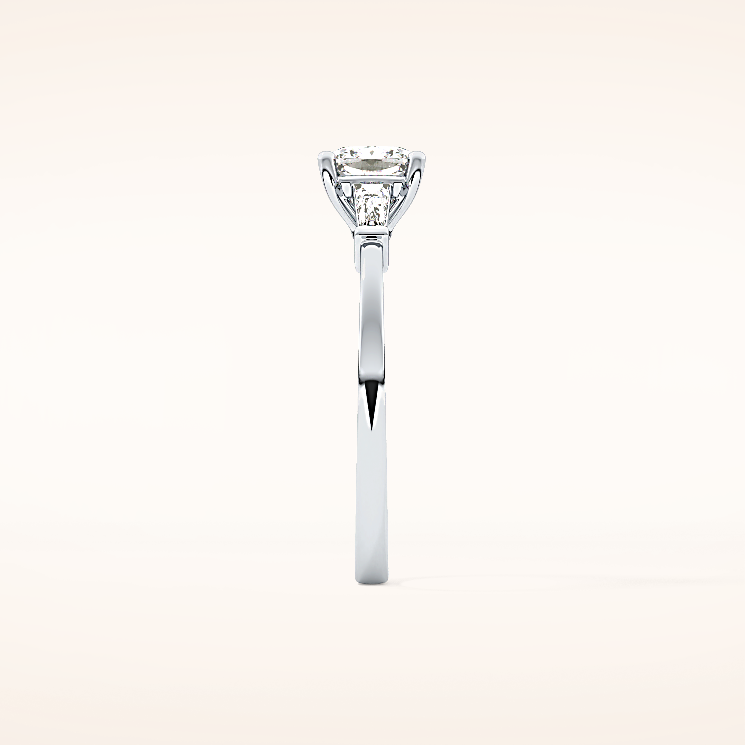 0.74 CT Cushion Shaped Three Stone Moissanite Engagement Ring