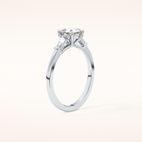 0.74 CT Cushion Shaped Three Stone Moissanite Engagement Ring