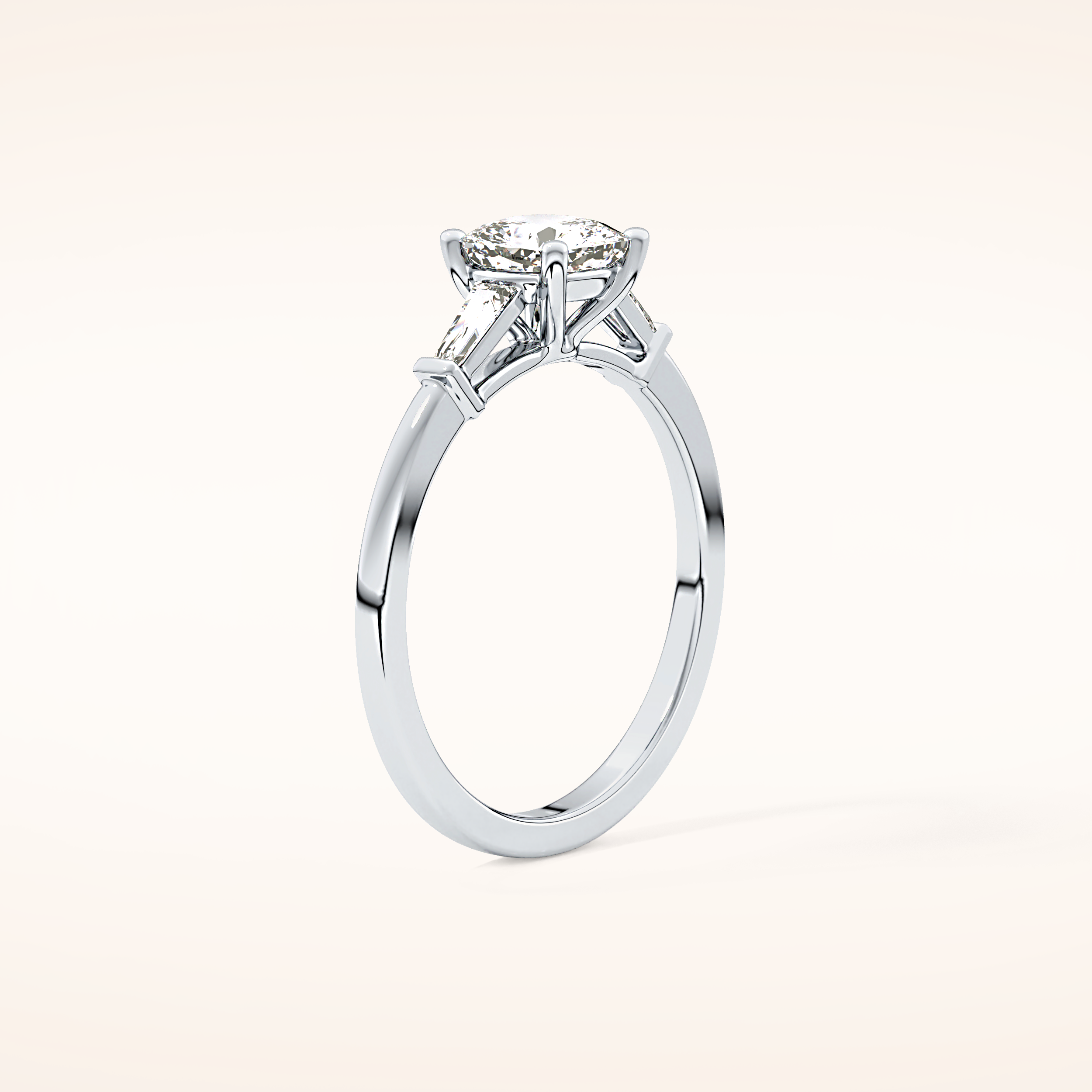 0.74 CT Cushion Shaped Three Stone Moissanite Engagement Ring
