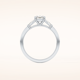 0.74 CT Cushion Shaped Three Stone Moissanite Engagement Ring