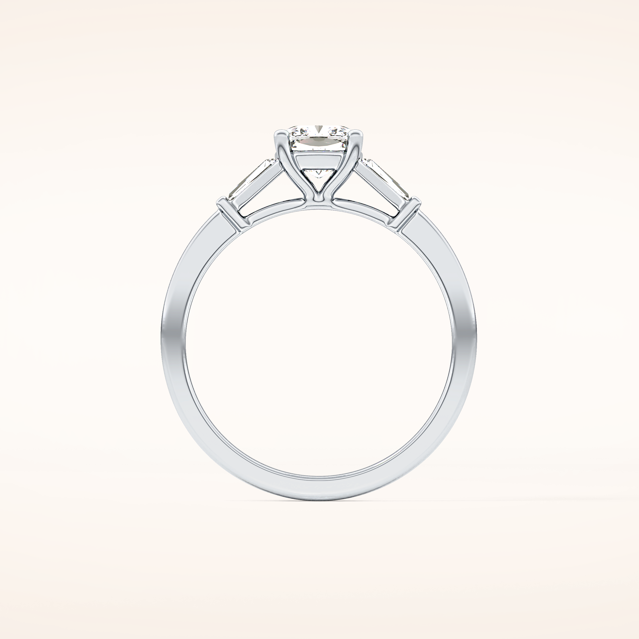 0.74 CT Cushion Shaped Three Stone Moissanite Engagement Ring