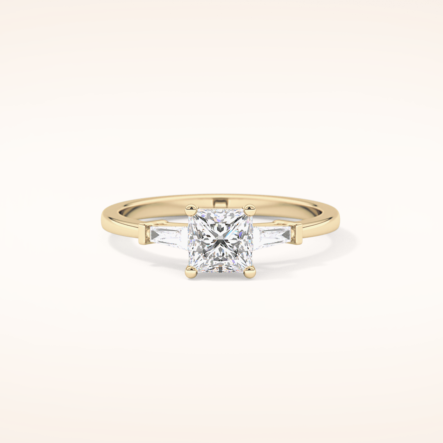 0.78 CT Princess Shaped Three Stone Moissanite Engagement Ring