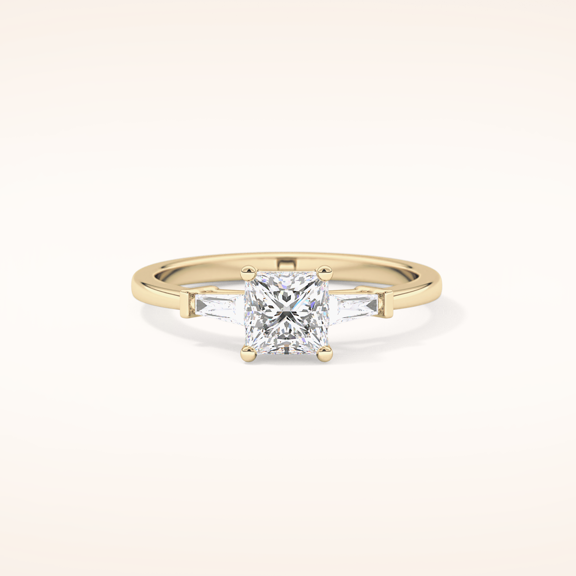 0.78 CT Princess Shaped Three Stone Moissanite Engagement Ring