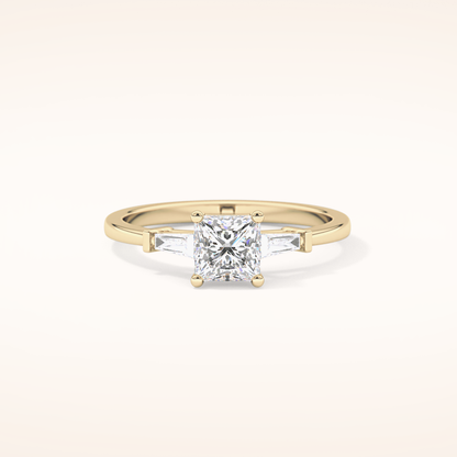 0.78 CT Princess Shaped Three Stone Moissanite Engagement Ring