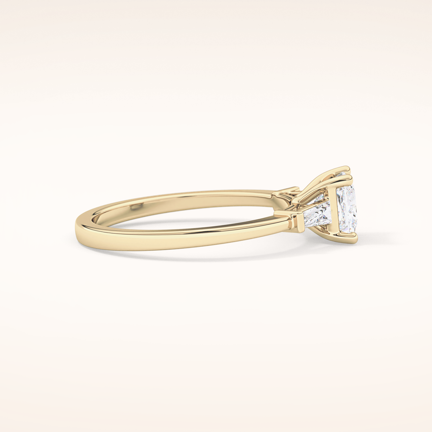 0.78 CT Princess Shaped Three Stone Moissanite Engagement Ring