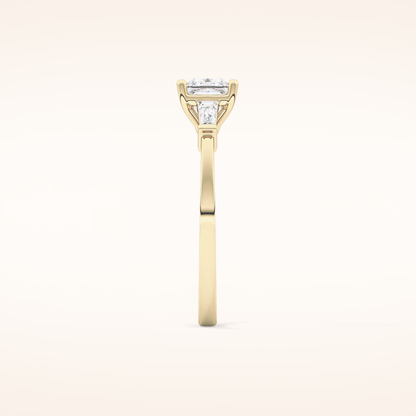 0.78 CT Princess Shaped Three Stone Moissanite Engagement Ring