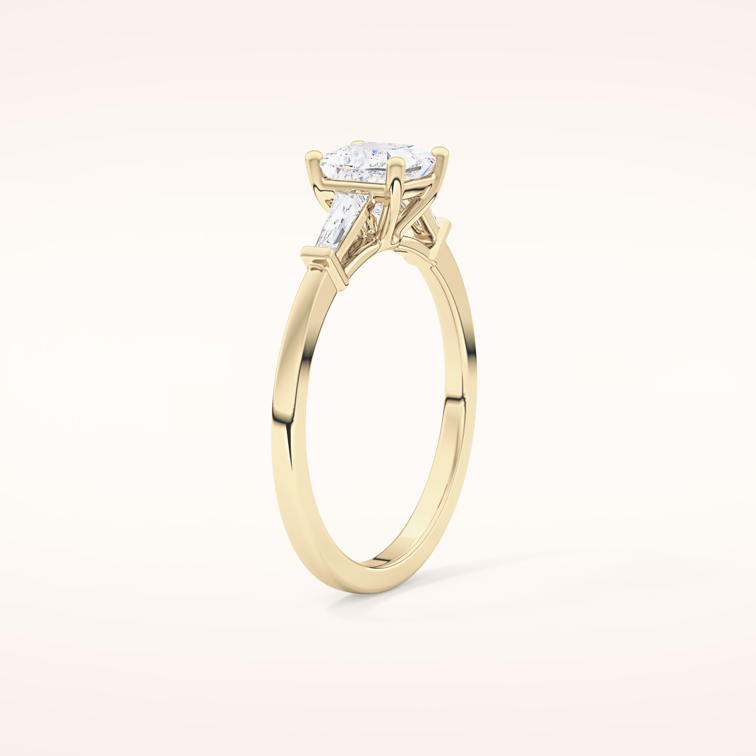 0.78 CT Princess Shaped Three Stone Moissanite Engagement Ring