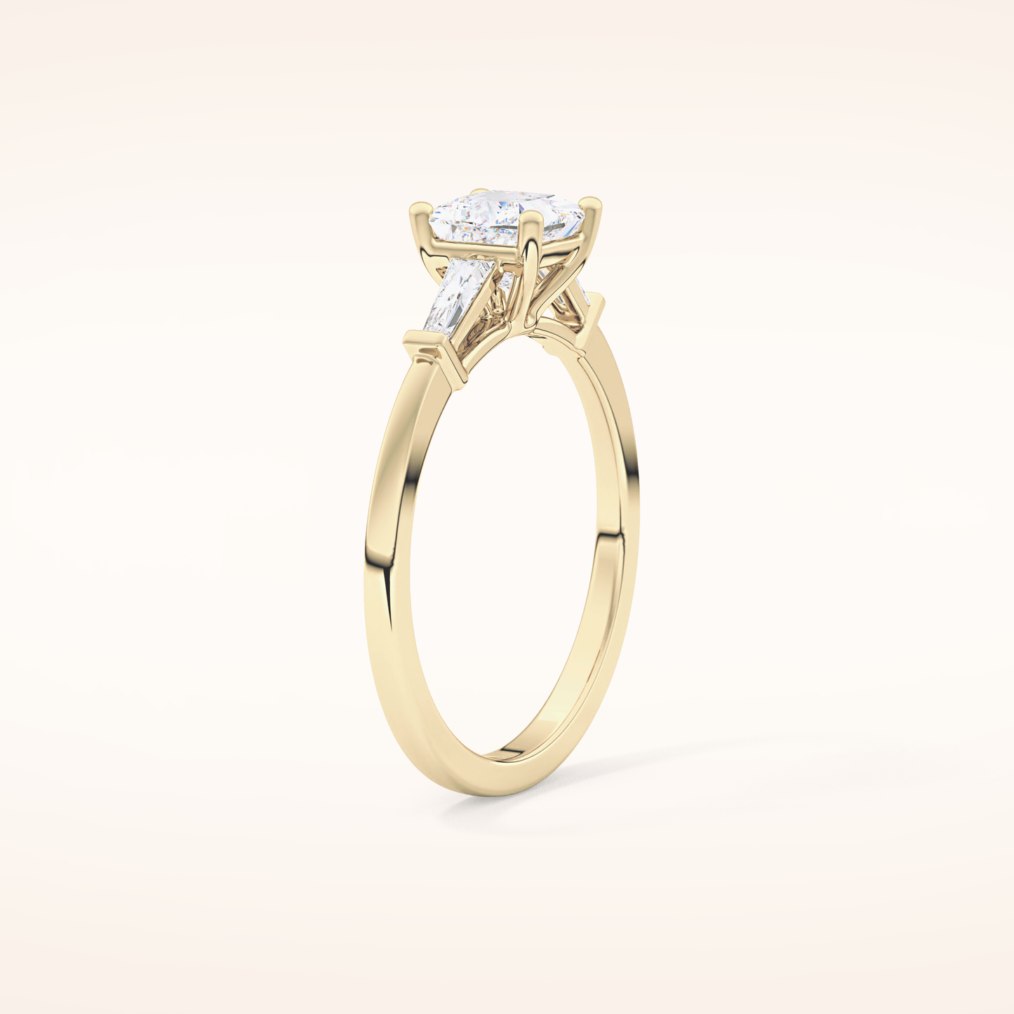 0.78 CT Princess Shaped Three Stone Moissanite Engagement Ring