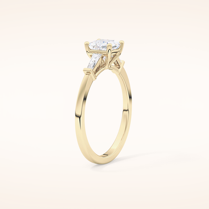 0.78 CT Princess Shaped Three Stone Moissanite Engagement Ring