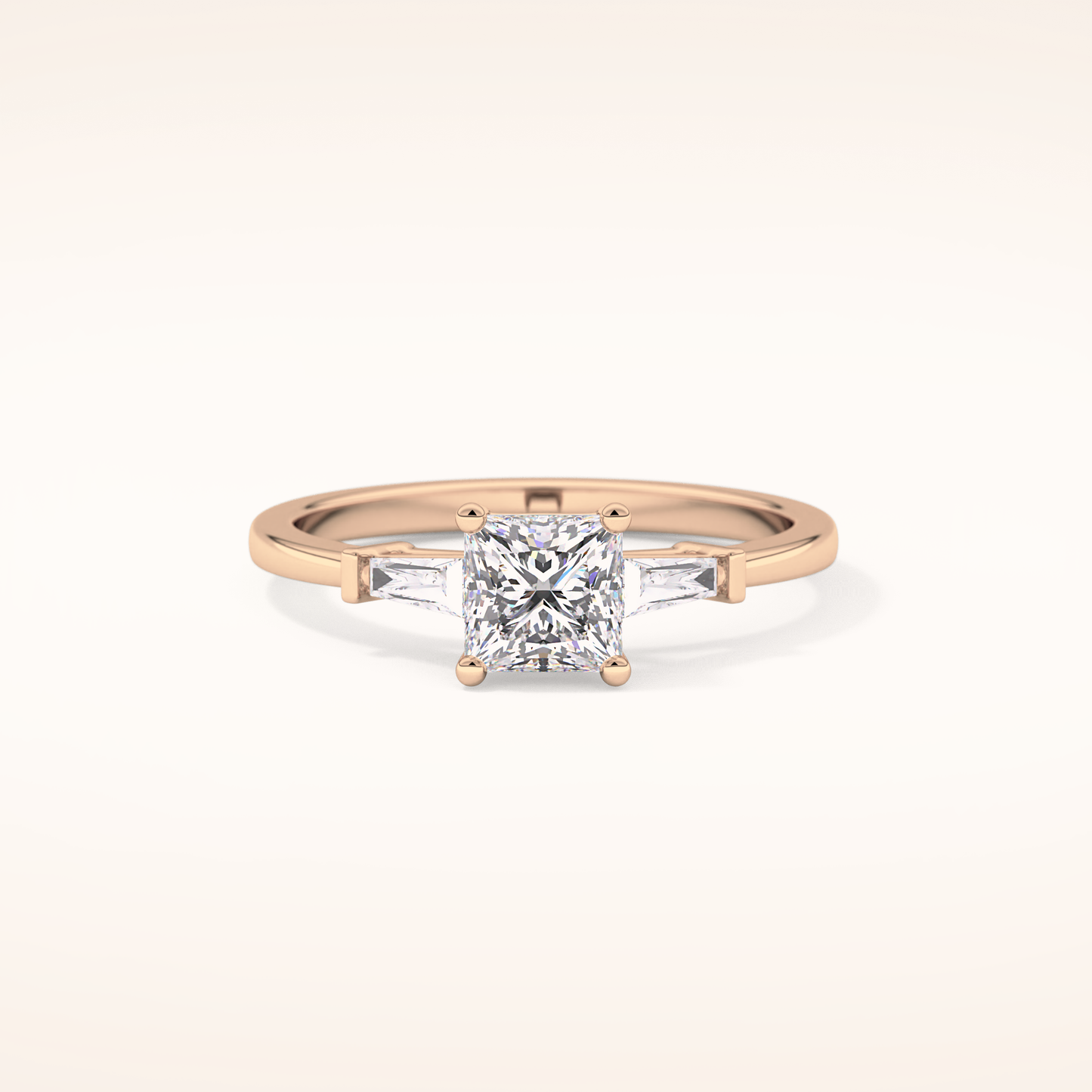 0.78 CT Princess Shaped Three Stone Moissanite Engagement Ring