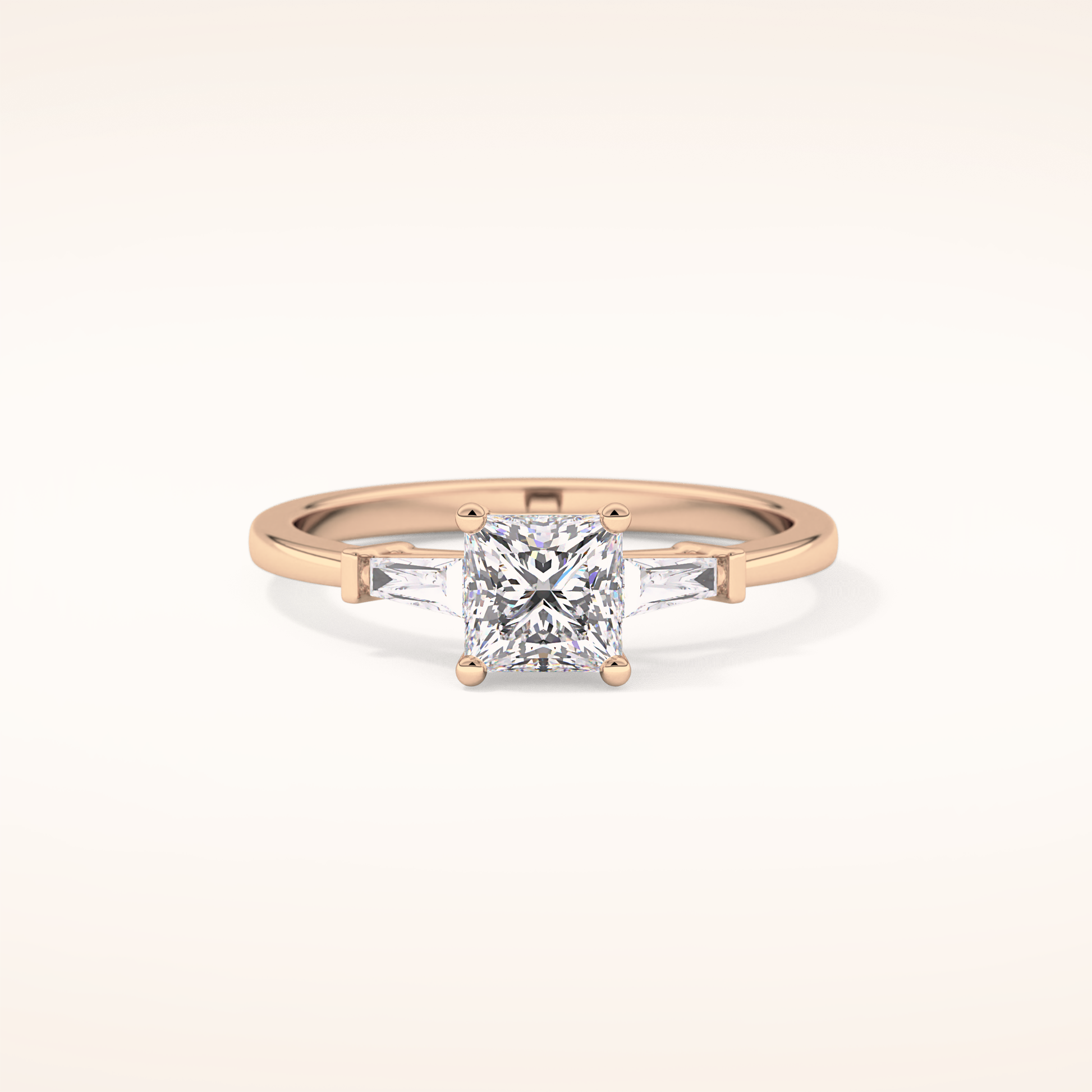 0.78 CT Princess Shaped Three Stone Moissanite Engagement Ring