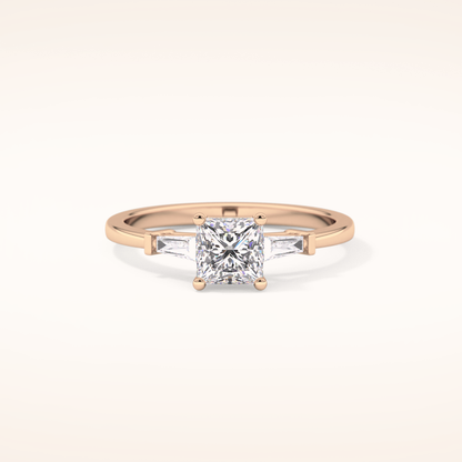 0.78 CT Princess Shaped Three Stone Moissanite Engagement Ring