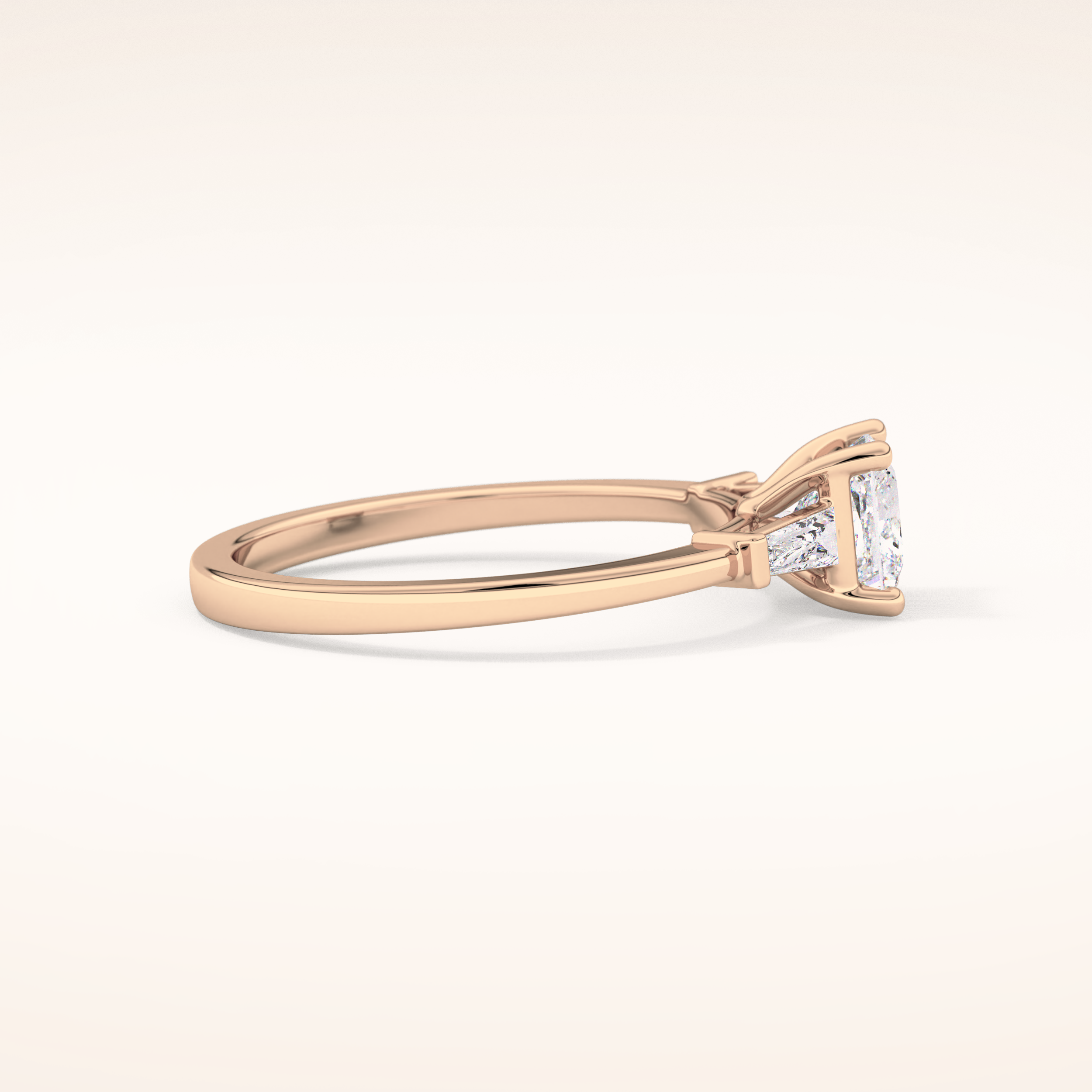 0.78 CT Princess Shaped Three Stone Moissanite Engagement Ring