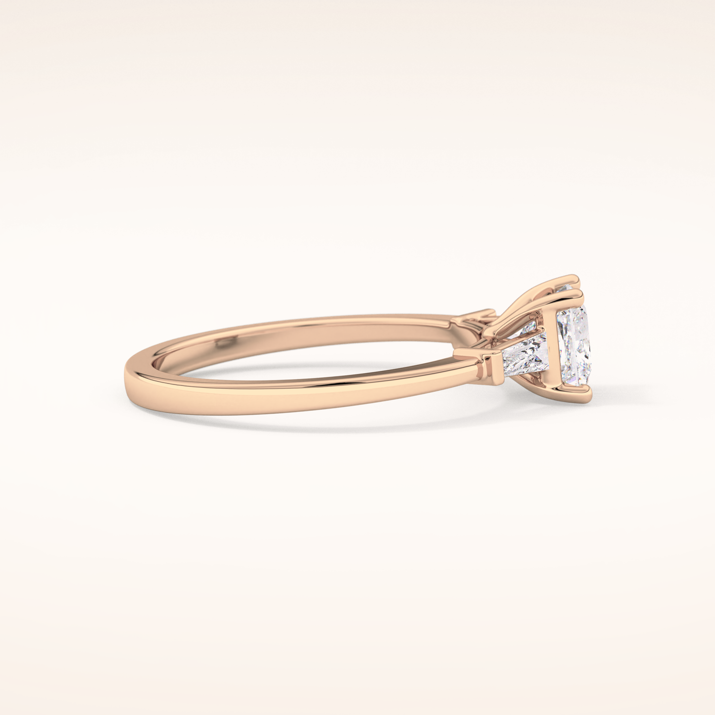 0.78 CT Princess Shaped Three Stone Moissanite Engagement Ring