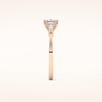 0.78 CT Princess Shaped Three Stone Moissanite Engagement Ring