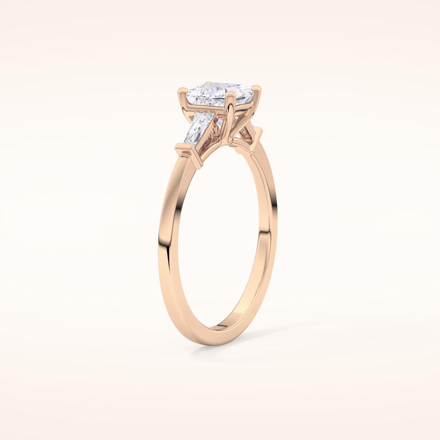 0.78 CT Princess Shaped Three Stone Moissanite Engagement Ring