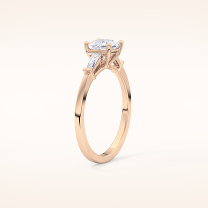 0.78 CT Princess Shaped Three Stone Moissanite Engagement Ring