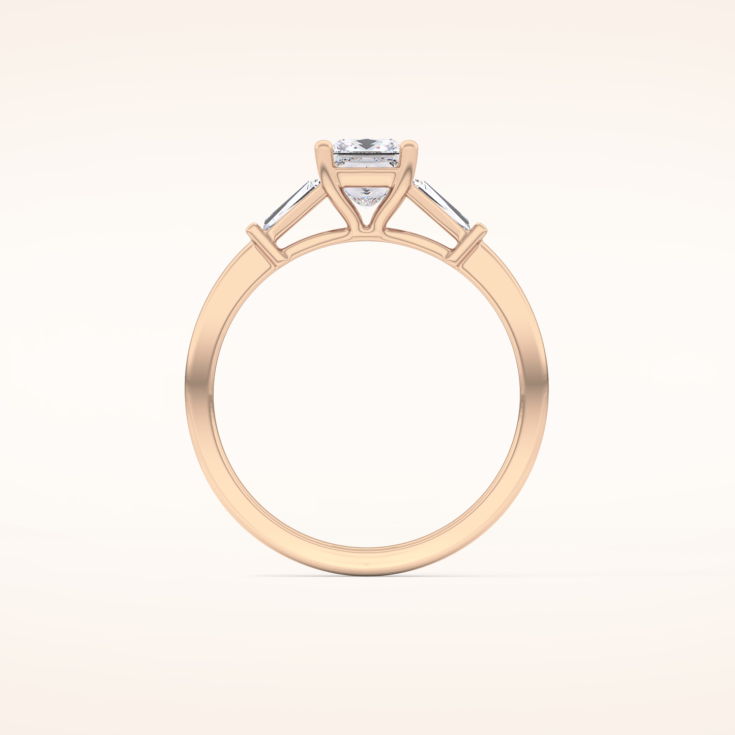 0.78 CT Princess Shaped Three Stone Moissanite Engagement Ring