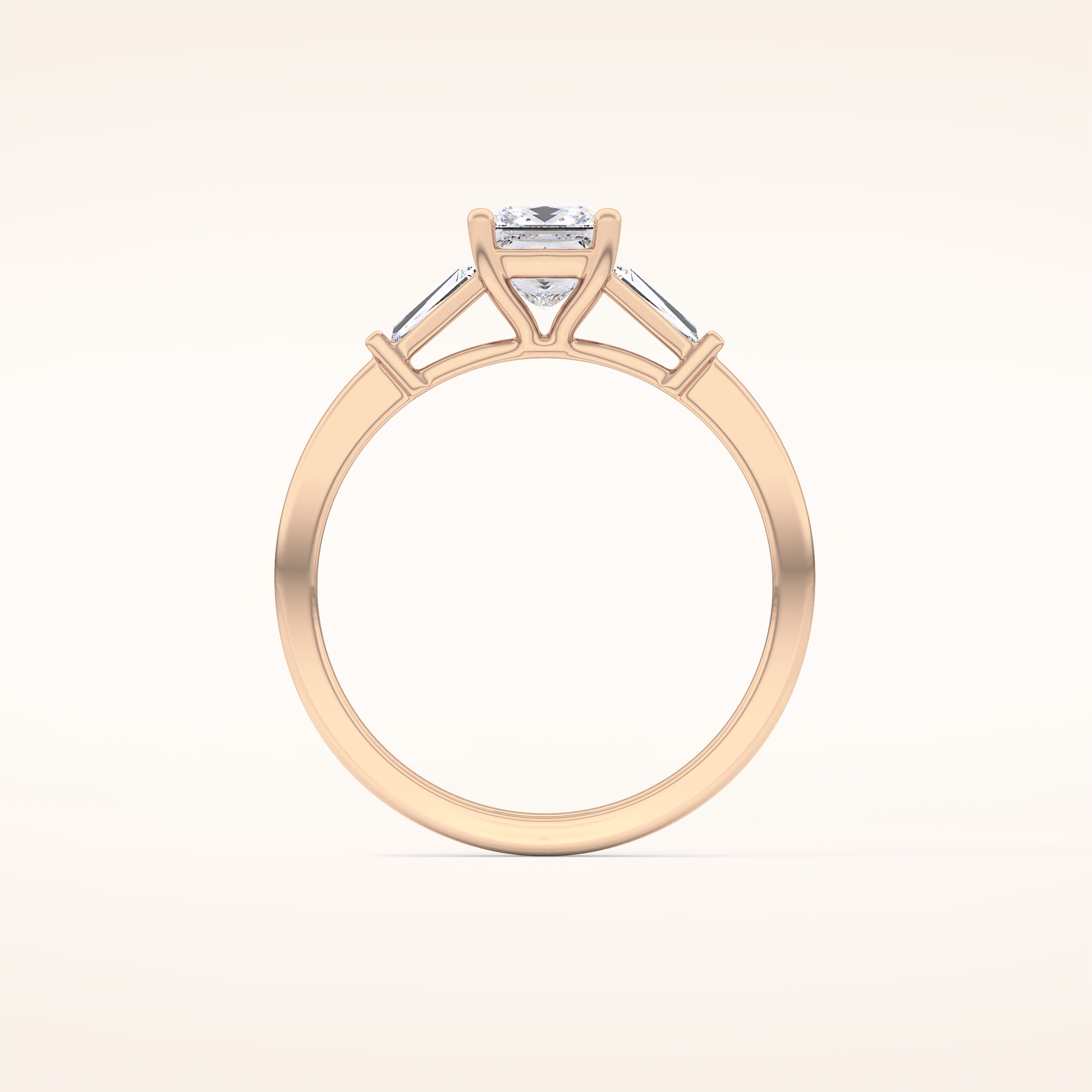 0.78 CT Princess Shaped Three Stone Moissanite Engagement Ring