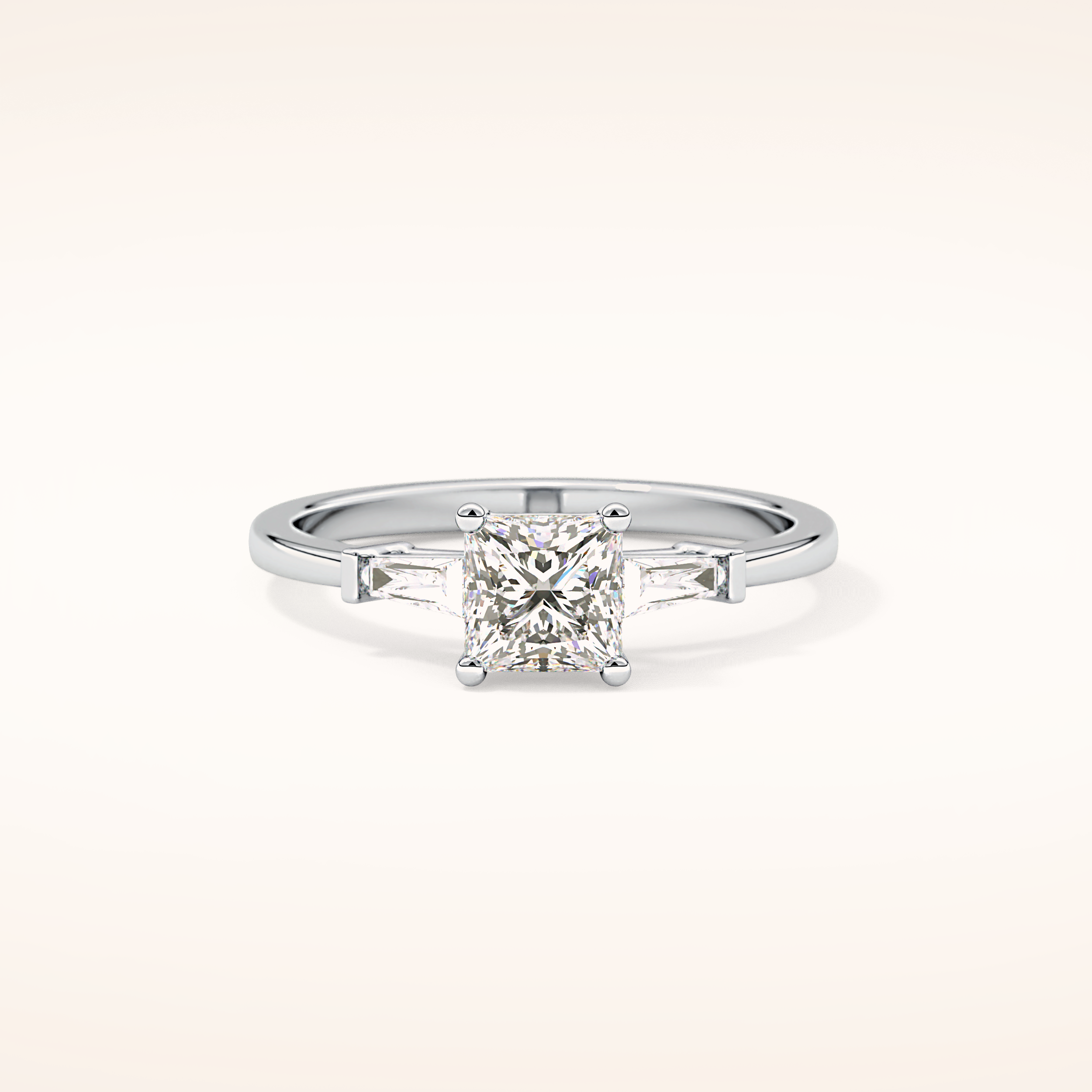 0.78 CT Princess Shaped Three Stone Moissanite Engagement Ring