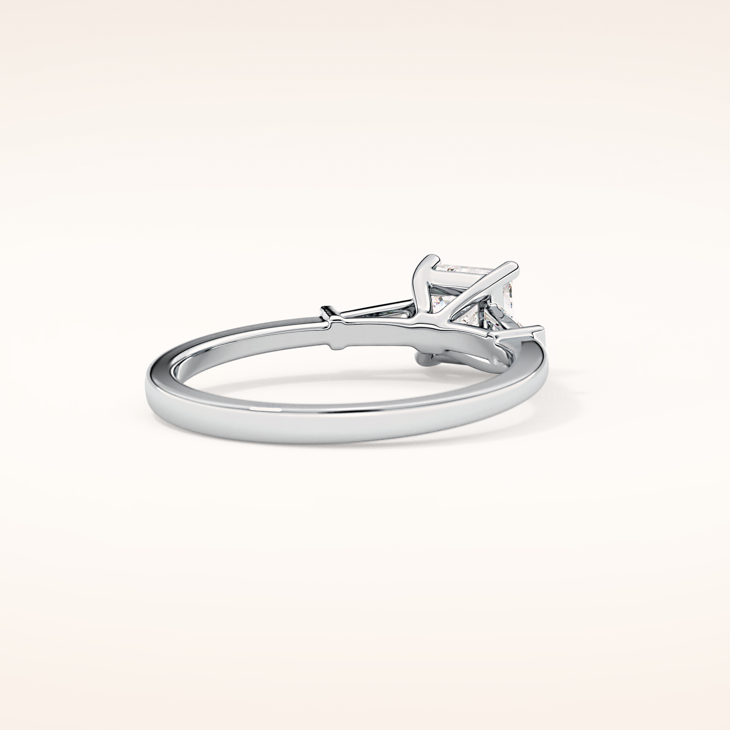 0.78 CT Princess Shaped Three Stone Moissanite Engagement Ring