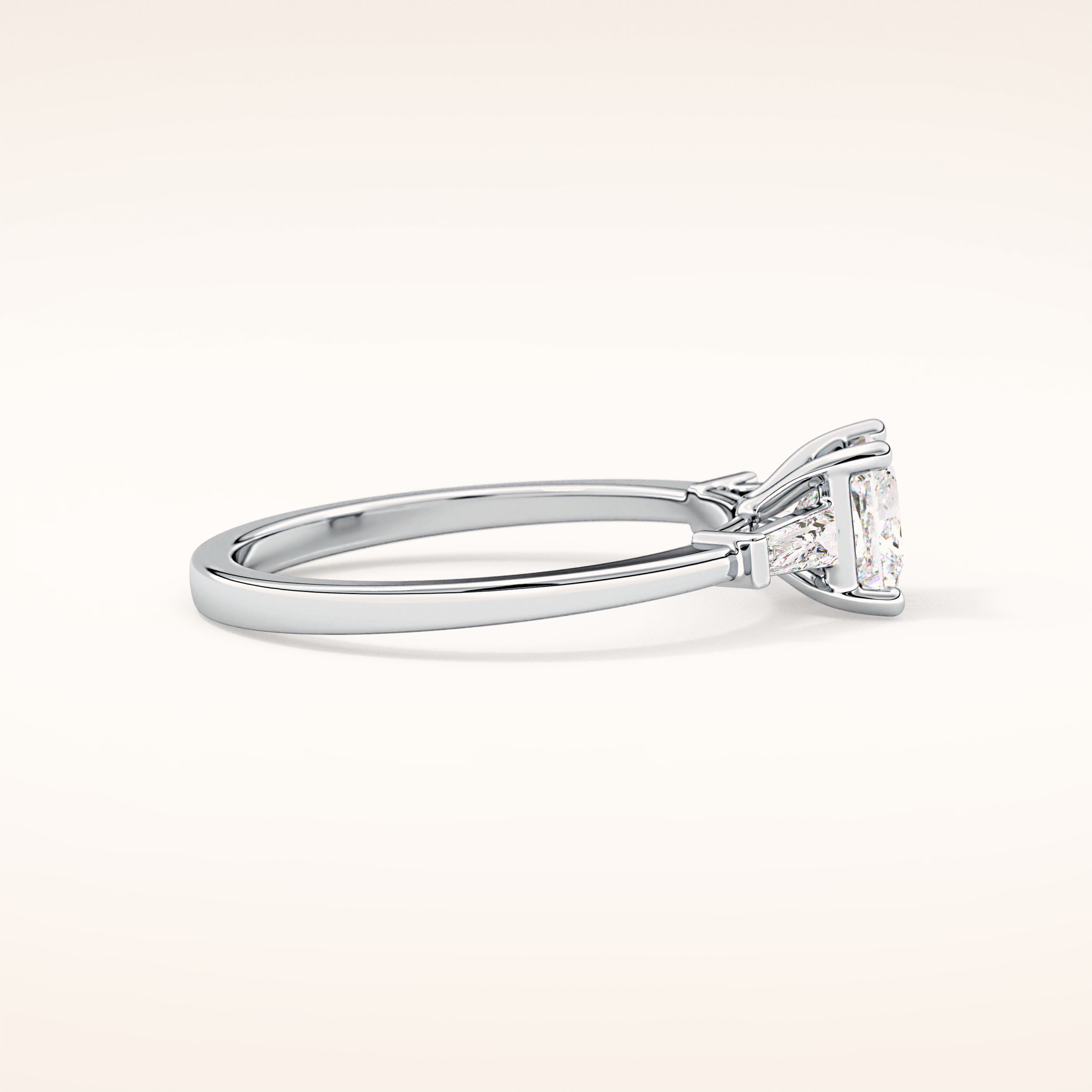 0.78 CT Princess Shaped Three Stone Moissanite Engagement Ring