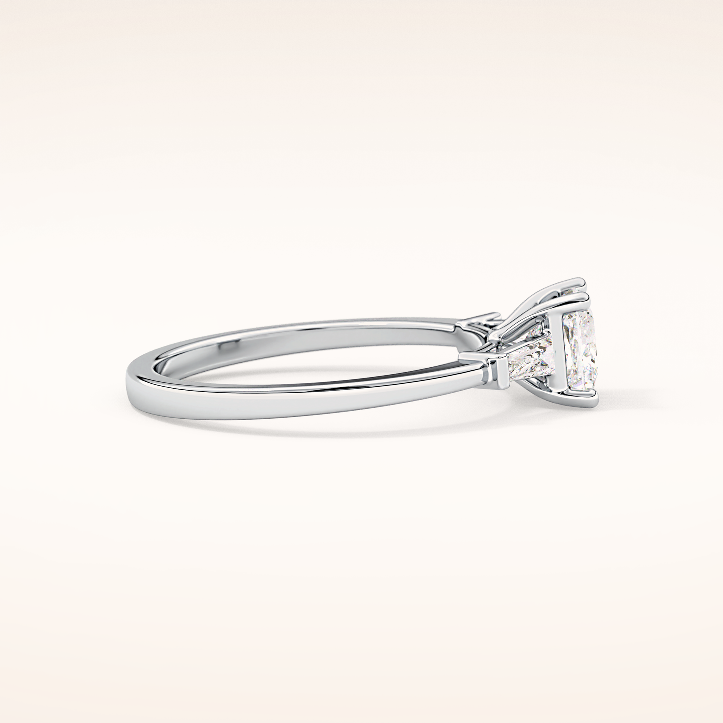 0.78 CT Princess Shaped Three Stone Moissanite Engagement Ring