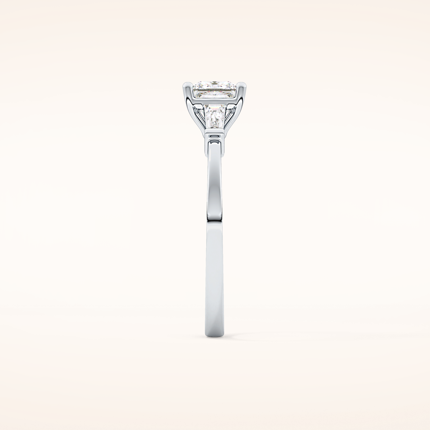 0.78 CT Princess Shaped Three Stone Moissanite Engagement Ring