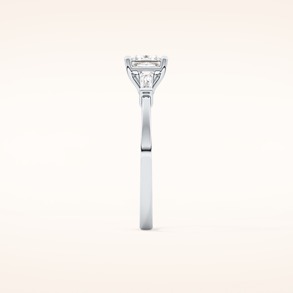 0.78 CT Princess Shaped Three Stone Moissanite Engagement Ring