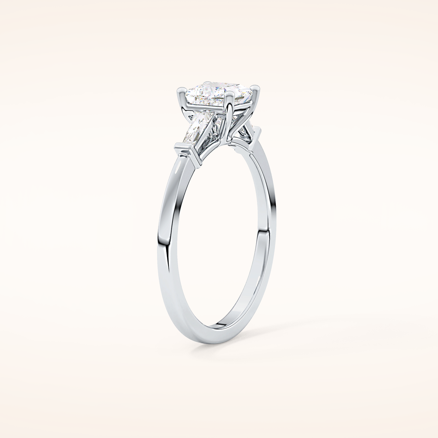 0.78 CT Princess Shaped Three Stone Moissanite Engagement Ring