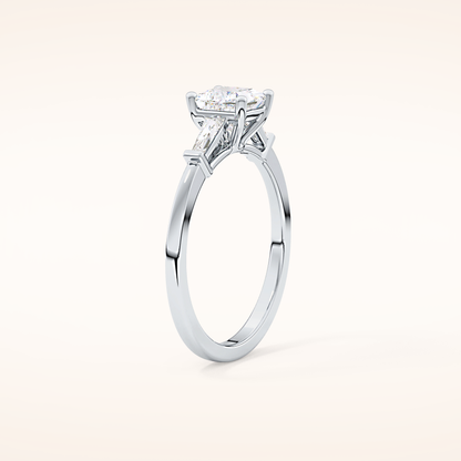 0.78 CT Princess Shaped Three Stone Moissanite Engagement Ring