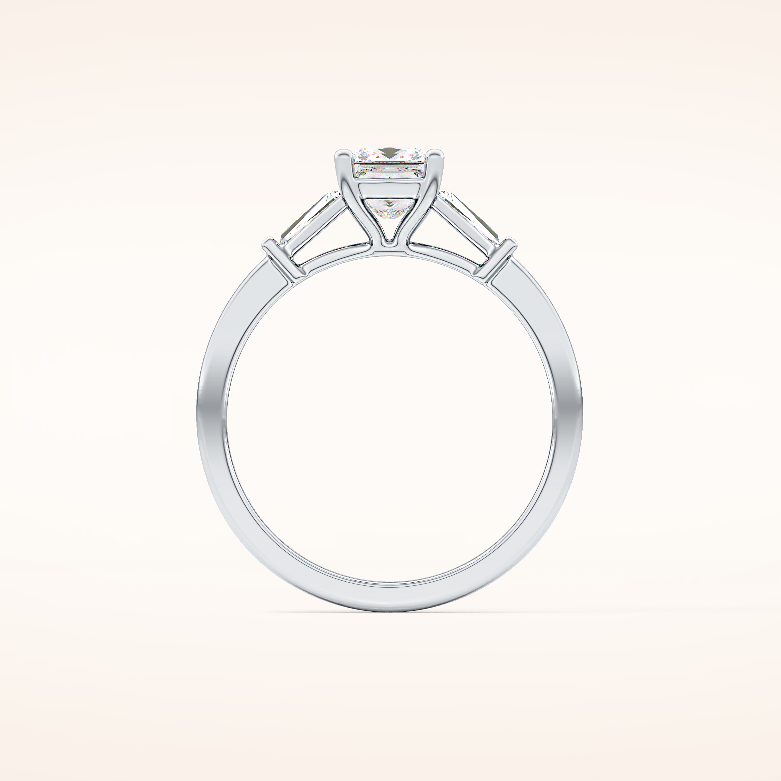 0.78 CT Princess Shaped Three Stone Moissanite Engagement Ring