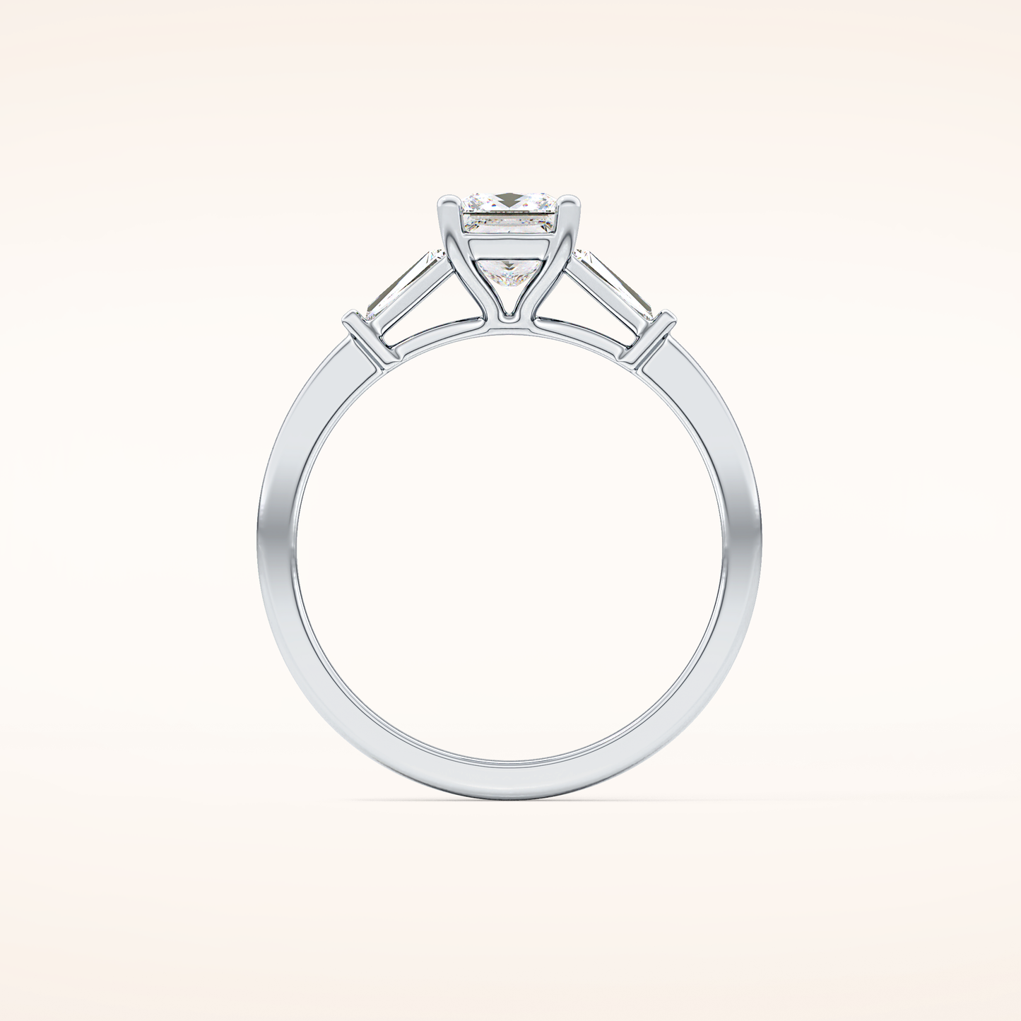 0.78 CT Princess Shaped Three Stone Moissanite Engagement Ring