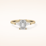 1.02 CT Emerald Shaped Three Stone Moissanite Engagement Ring