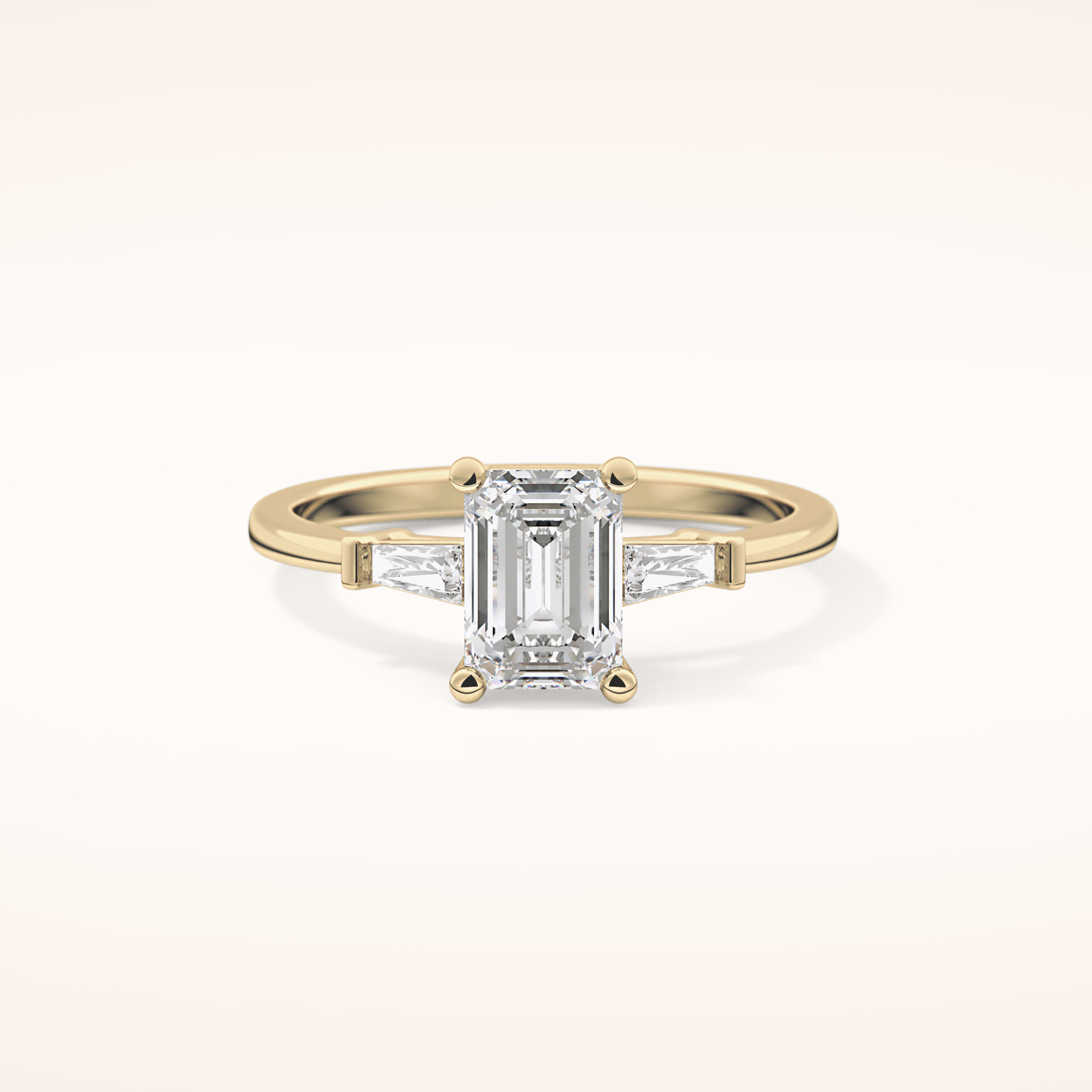 1.02 CT Emerald Shaped Three Stone Moissanite Engagement Ring