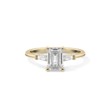 Emerald Three Stone Lab Grown Diamond Engagement Ring